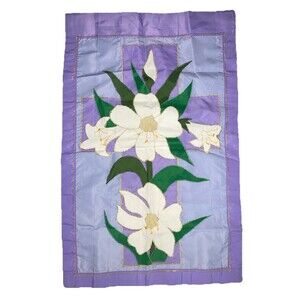 Easter Garden Flag Cross Lily of the Valley Embroidered Double Sided 27x43